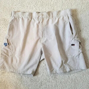 Hook & Tackle Fishing Shorts 42 Mens Khaki Cargo Style 9" Inseam Stretch